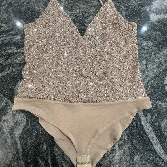 Jonathan Simkhai Sequin Embellished Top in Gold and Silver - Picture 2 of 7